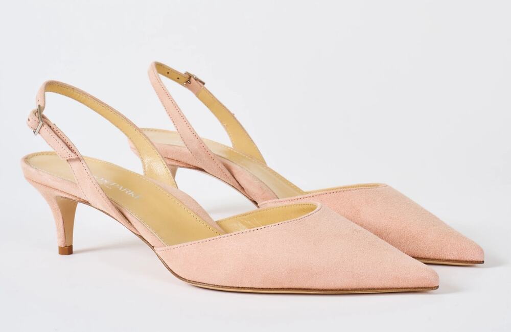 marion parke classic slingback 45 powder suede new in the box 35.5